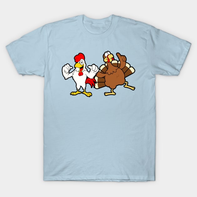 Rooster And Turkey T-Shirt by BigOrangeShirtShop